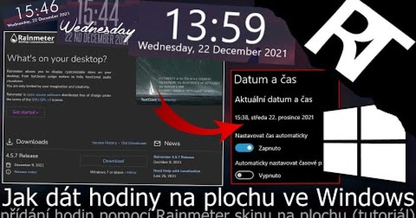 Jak přidat hodiny na plochu do Windows – Jak si vylepšit Windows – Rainmeter tutoriál