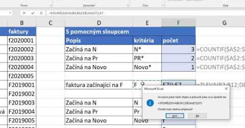 Spočítejte buňky podle počátečních znaků – Pokračování. Rozlišení malé X Velká| Excel 365 Tutorial