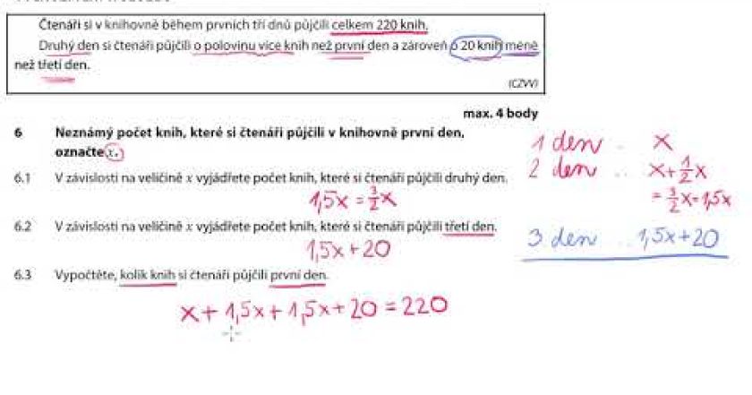 JAK SESTAVIT ROVNICI? Příklad 6 z přijímacích zkoušek CERMAT. www.pochopitelnamatematika.cz