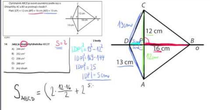 JAK spočítat OBSAH? Příklad 14 z přijímacích zkoušek CERMAT. www.pochopitelnamatematika.cz