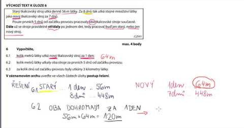 Slovní úloha, trojčlenka, přímá úměra – 7. ročník – ze státních přijímaček CERMAT 2018 7D
