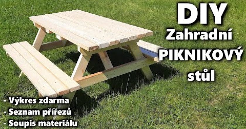 DIY zahradní piknikový stůl svépomocí – „pivní set“ – návod, výkres, soupis materiálu