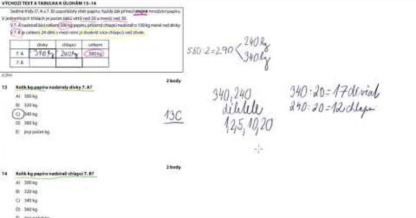 Přímá úměra, rozdělit číslo v daném poměru, společný dělitel – Komplexní slovní  úloha z přijímaček
