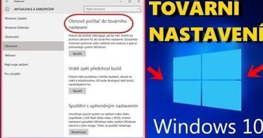 Jak obnovit Windows 10 do továrního nastavení