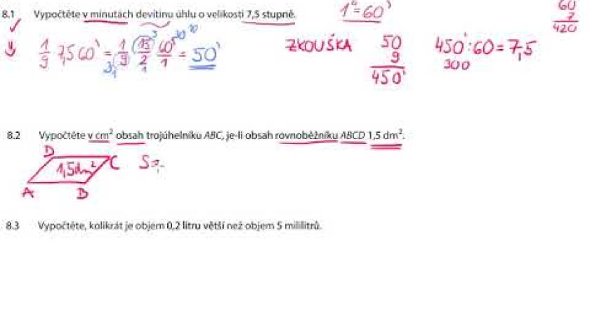 Převody jednotek – 9. třída – Přijímací zkoušky REAL 2018 CERMAT z matematiky – 8.příklad