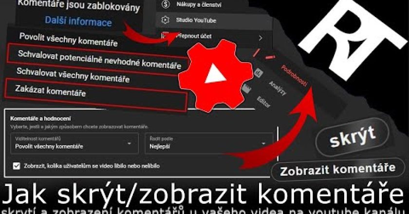 Jak zapnout a vypnout komentáře na YouTube kanálu – skrýt a zobrazit komentáře (tutoriál)