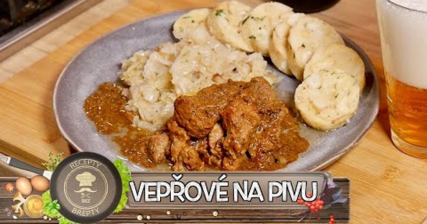 VEPŘOVÉ MASO NA ČERNÉM PIVU ALIAS PIVNÍ VRABCI, DUŠENÉ ZELÍ A KNEDLÍK!