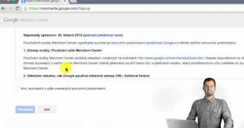 Produktová reklama – Registrace účtu Merchant Center
