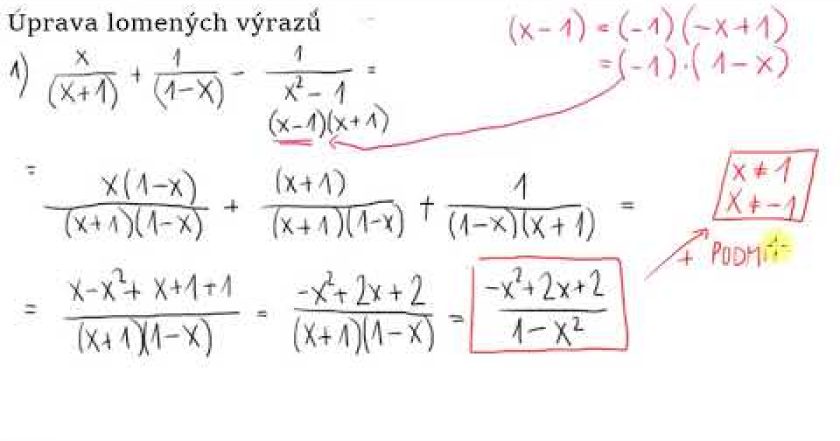 Jak sčítat lomené výrazy? Úprava výrazů, zjednodušení i algebraické vzorce jednoduše a pochopitelně.