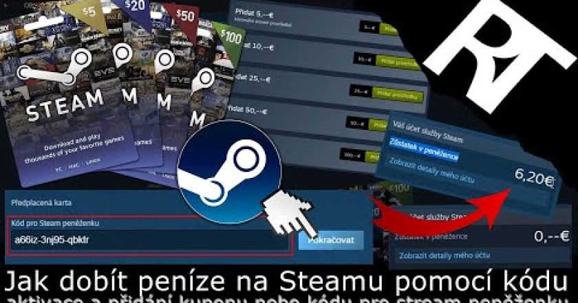 Jak dobít peníze na Steamu pomocí Steam kódu – zadání kódu na Steamu – uplatnění kódu (tutoriál)